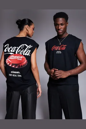 ASOS Unisex boxy oversized vest with Coca-Cola prints in