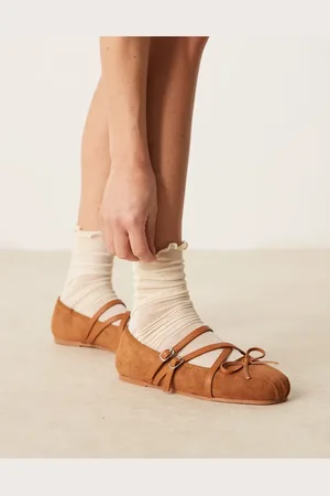 ASOS Laurel mary-jane ballets in tan suedette