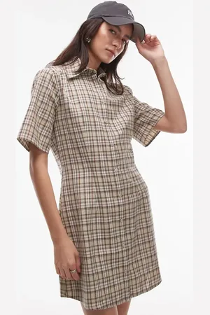 Topshop A line mini shirt dress in check print