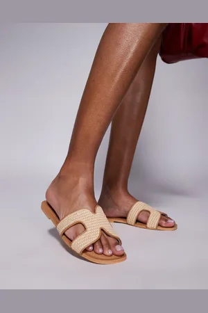 Steve Madden Zarina flat sandals with strap in raffia natural