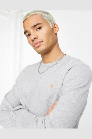 Farah Tim crew neck cotton sweat in marl