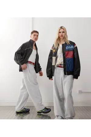 COLLUSION Unisex double waistband wide leg jogger in marl