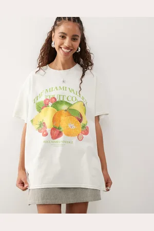 Reclaimed Oversized t-shirt with vintage fruit print in ecru
