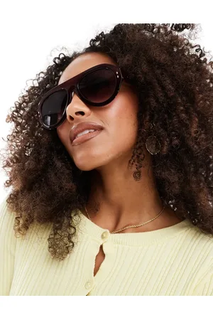 ASOS Chunky aviator sunglasses in burgundy
