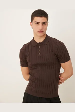 ASOS Muscle fit knitted rib polo t-shirt in