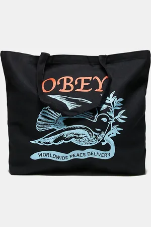 Obey Peace delivery dove graphic tote bag in