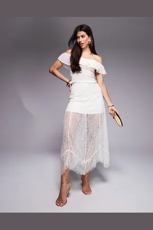ASOS Lace maxi skirt with mini lining in ivory