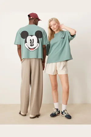 ASOS Disney unisex boxy oversized heavyweight t-shirt with Mickey Mouse prints in