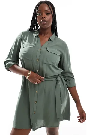 VERO MODA Mini shirt dress in khaki