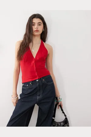 COLLUSION Buttoned halter top in
