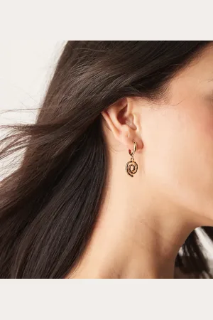 DesignB London Huggie hoop earrings with swirl pendant