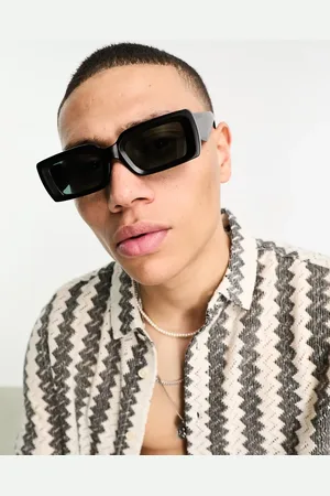 ASOS Oversized rectangle sunglasses with bevelled frame and green lens in matte
