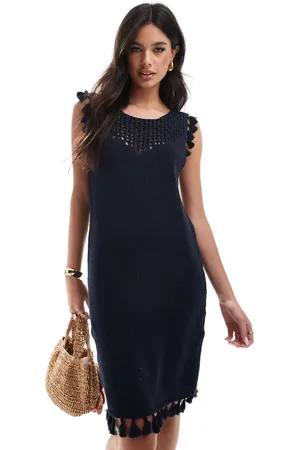 ASOS Knitted mini vest dress with tassels in
