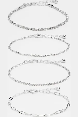 ASOS Pack of 4 fine chain bracelets in tone