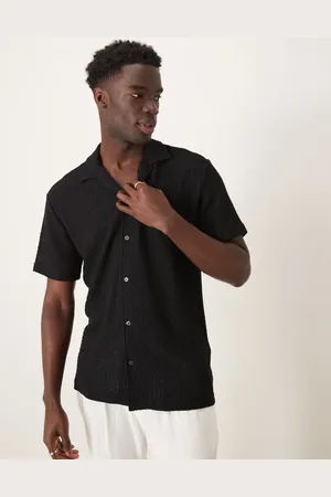 SELECTED Textured revere collar shirt in