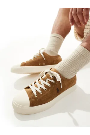 Ralph Lauren Ayers baseball trainer in tan suede with tonal logo