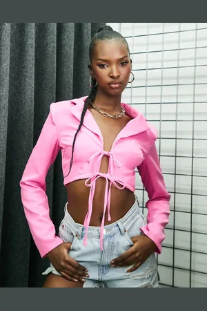 NaaNaa Tie front cropped blazer in