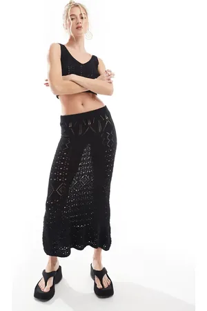 Threadbare Crochet crop top & maxi skirt set in