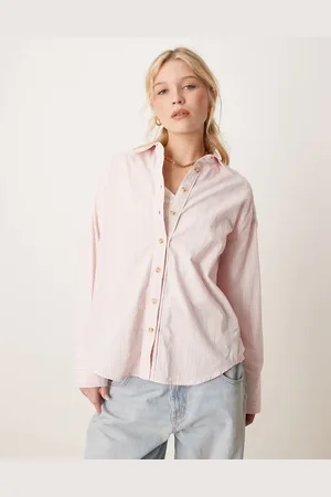 Free People Striped varsity oversized shirt in light