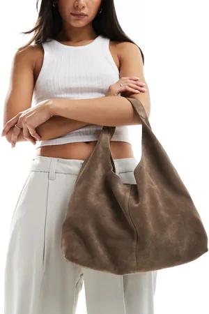 & OTHER STORIES Small suede leather tote bag in taupe