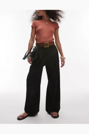 Topshop Premium double pleat straight leg tailored trouser in