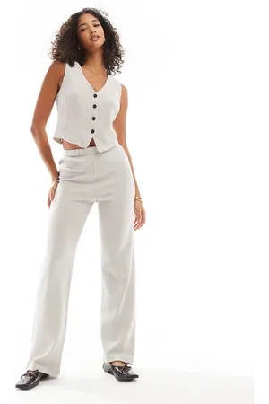 Pieces® Structured jersey high waisted trouser co-ord in silver