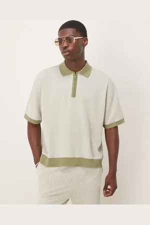 ASOS Relaxed polo in textured stripe