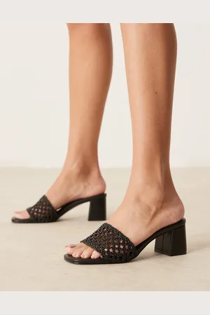 ASOS Honeycomb weave detail mid heeled mules in