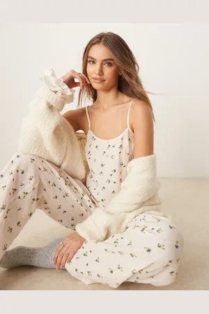 Urban Threads Cheesecloth mini cami and boxer trouser pyjama set in floral print