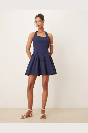 ASOS Halter mini dress with ruffle hem in