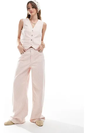 Object Wide leg jeans co-ord in rose stripe