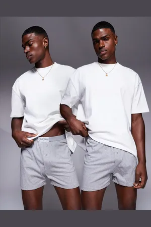 ASOS 2 pack jersey boxer with woven patch in marl