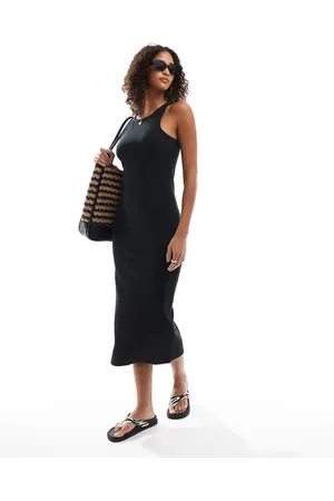 Pieces® Racer neck midi dress in