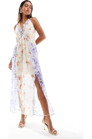 ASOS Bralette detail chiffon maxi dress in mixed vintage florals