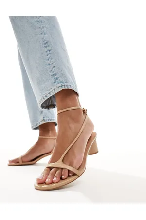 & OTHER STORIES Leather heeled sandals in beige