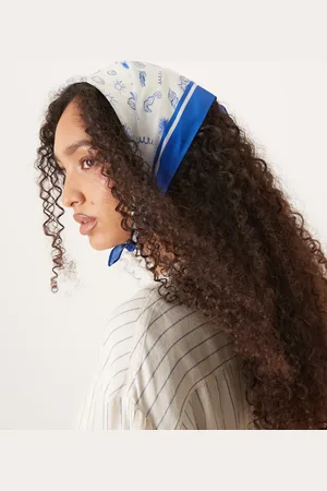 My Accessories Nautical print bandana headscarf in and white