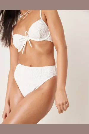 ASOS Bertie broderie high leg high waist bikini bottom in