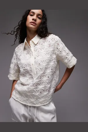 MANGO Daisy crochet short sleeve top in