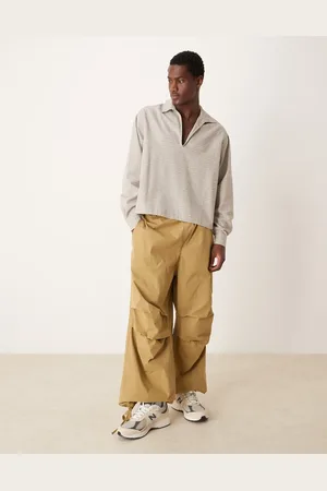 ASOS Extreme baggy balloon parachute trousers in beige