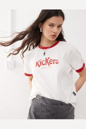 Kickers Crop ringer tee with red logo in