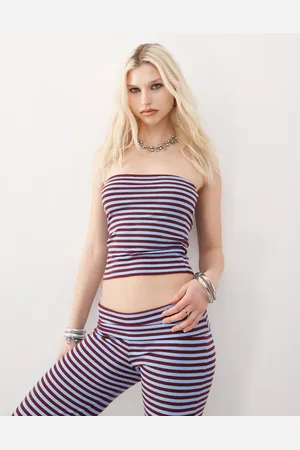 COLLUSION Striped bandeau top co-ord