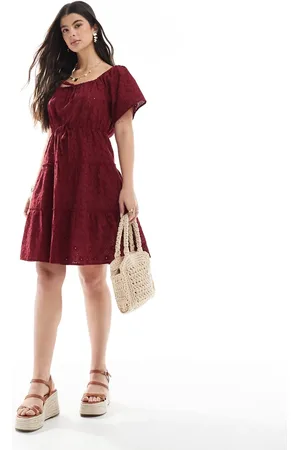 Esmée Esmee Exclusive puff sleeve mini beach dress in cherry