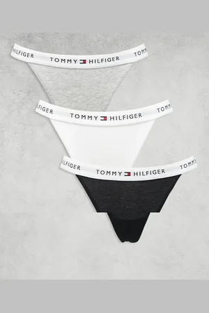 Tommy Hilfiger 3 pack tanga thongs in grey/navy/white