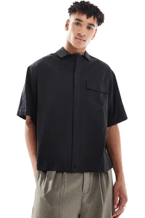 ASOS Oversized boxy poplin shirt with half sleeve in