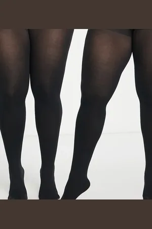 ASOS ASOS DESIGN Curve 2 pack 90 denier super stretch tights in