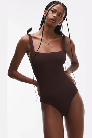 & OTHER STORIES Crinkle swimsuit in burgundy