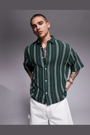 ASOS Boxy oversized shirt in white and stripe
