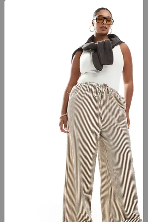 New Look New Look Curve wide leg trousers in stripe