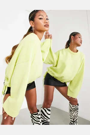 ASOS Drawstring hem knitted jumper in washed lime