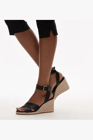 MANGO Woven wedge heeled sandal in